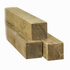 "Treated square fence post, durable and weather-resistant, perfect for supporting garden fences and outdoor structures."
